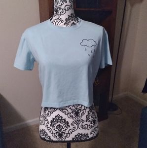 Baby blue short sleeve crop top
